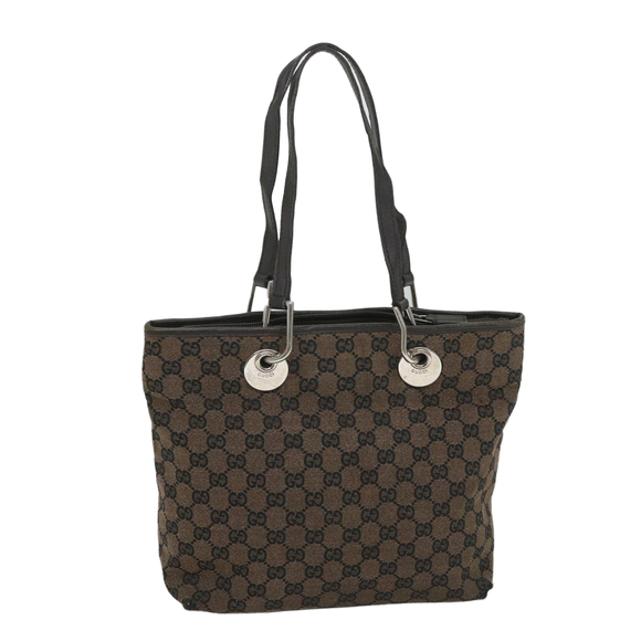 GUCCI GG Canvas Tote Bag Brown 285585 Auth bs9255 - Picture 1 of 16